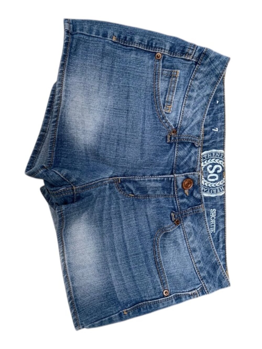 SO Shortie Denim Shorts Medium Wash Low Rise Size 7